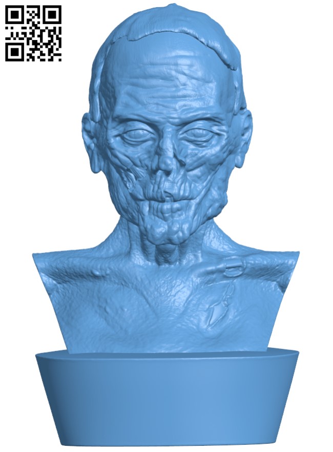 Zombie bust H009774 file stl free download 3D Model for CNC and 3d printer