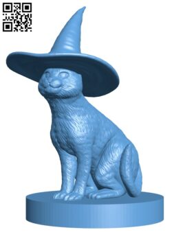 Cat with a witch hat H010057 file stl free download 3D Model for CNC and 3d printer