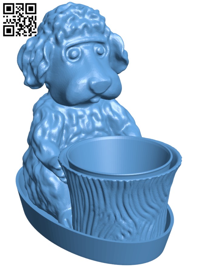 Dog the gardener - Pot planter H010058 file stl free download 3D Model for CNC and 3d printer