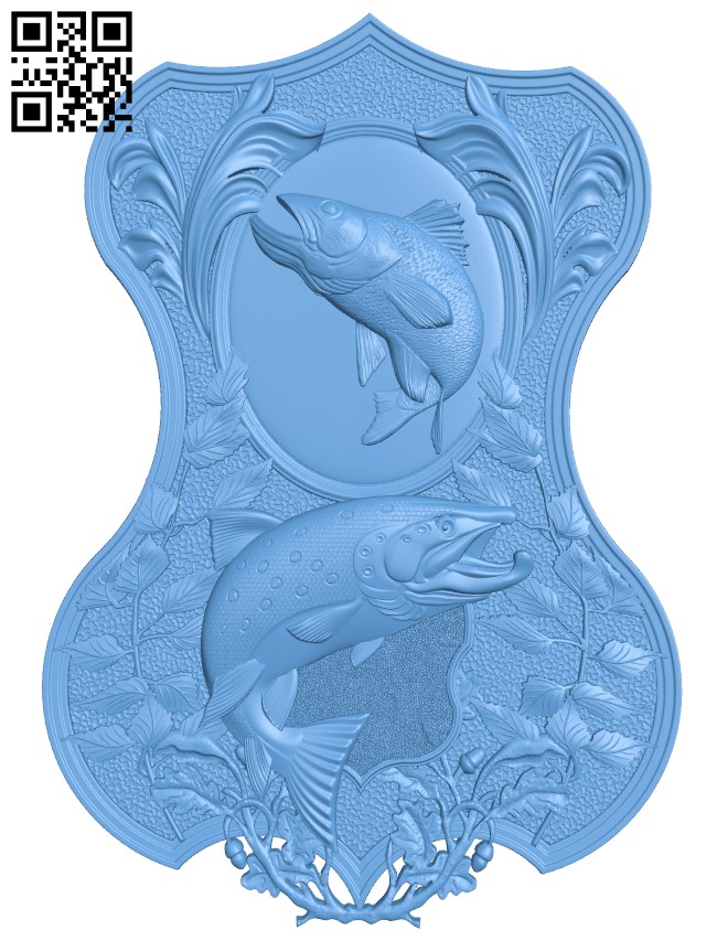 Fish painting T0002452 download free stl files 3d model for CNC wood carving