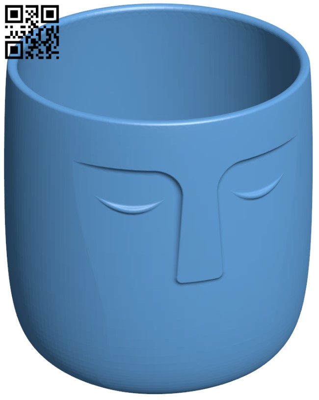 Flower pot with a face H010322 file stl free download 3D Model for CNC and 3d printer