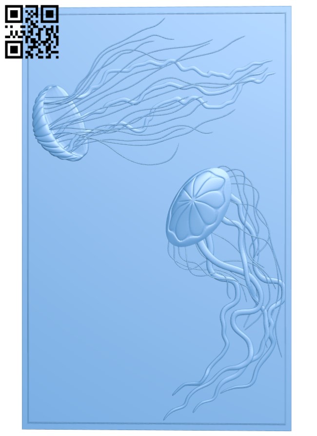 Jellyfish painting T0002479 download free stl files 3d model for CNC wood carving
