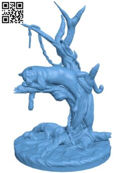 Leopard on tree statue H010238 file stl free download 3D Model for CNC and 3d printer