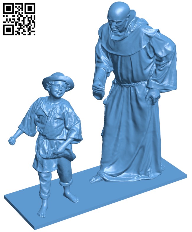 Monk and child H010304 file stl free download 3D Model for CNC and