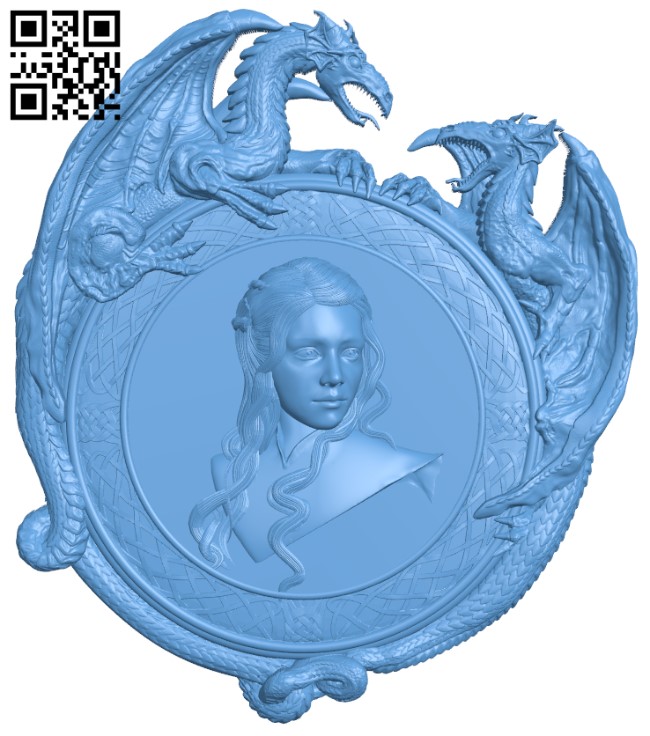 Mother of dragons painting T0002456 download free stl files 3d model for CNC wood carving