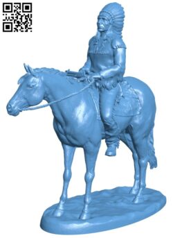 Native American Chief On Horseback H010246 file stl free download 3D Model for CNC and 3d printer