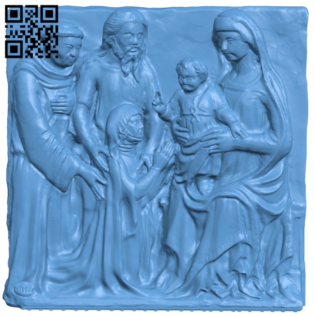 Painting of Mary with children T0002620 download free stl files 3d model for CNC wood carving