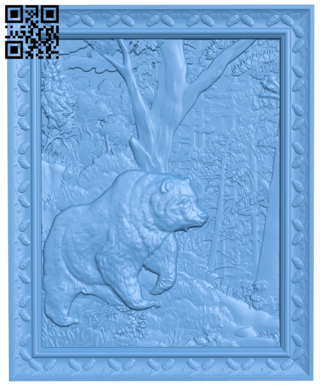 Painting of a bear T0002397 download free stl files 3d model for CNC wood carving