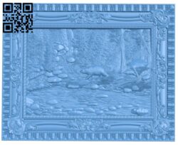 Painting of a bear in the forest T0002500 download free stl files 3d model for CNC wood carving