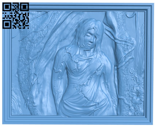 Painting of a sleeping girl T0002399 download free stl files 3d model for CNC wood carving