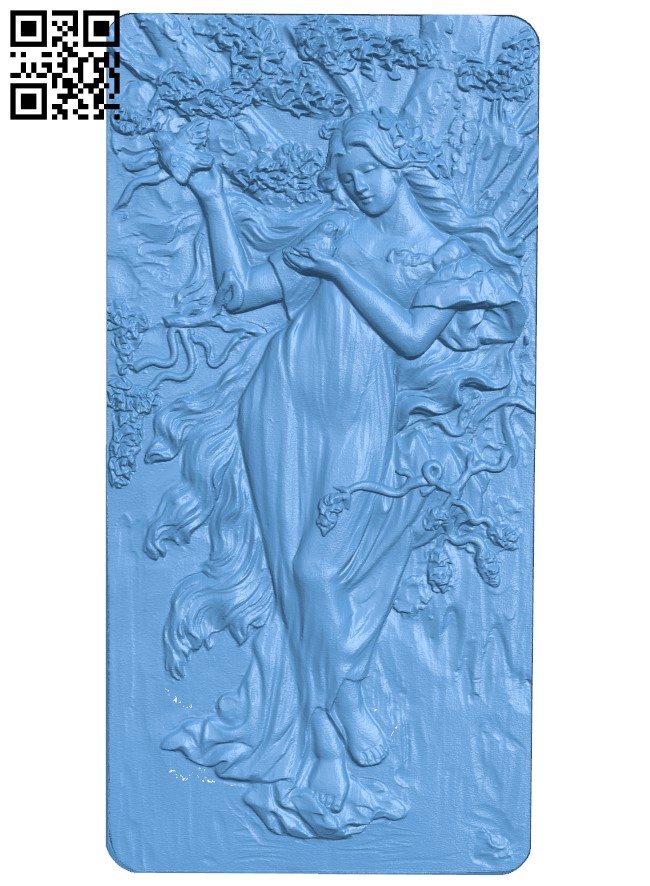 Painting of a spring lady T0002411 download free stl files 3d model for CNC wood carving