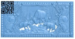 Painting of hunting elk and wolves T0002533 download free stl files 3d model for CNC wood carving