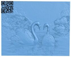 Painting of two swans T0002415 download free stl files 3d model for CNC wood carving