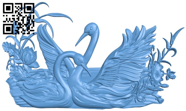 Painting of two swans T0002416 download free stl files 3d model for CNC wood carving