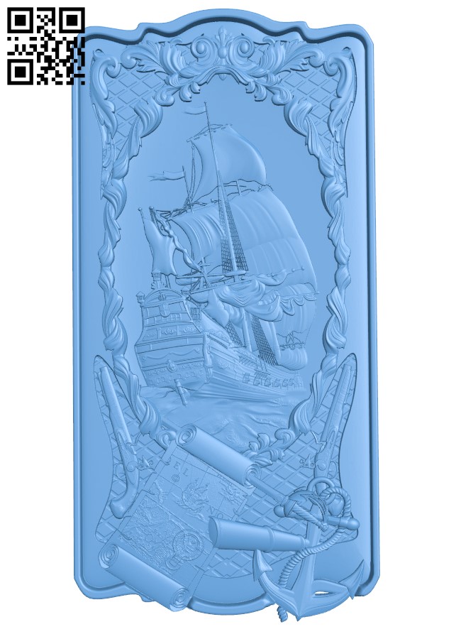 Sailboat painting T0002569 download free stl files 3d model for CNC wood carving