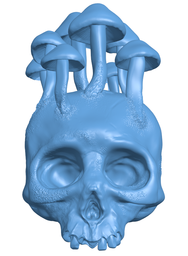 Skull with mushrooms H010200 file stl free download 3D Model for CNC and 3d printer