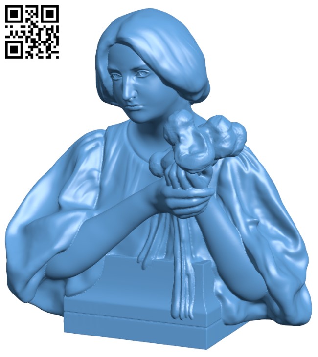Woman and flowers H010330 file stl free download 3D Model for CNC and 3d printer