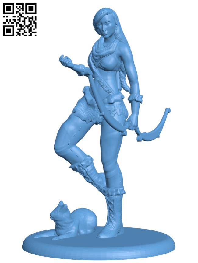 Wood Elf With Cat H010046 file stl free download 3D Model for CNC and 3d printer