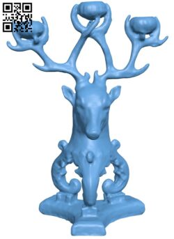 Candlestick – Stags head H010476 file stl free download 3D Model for CNC and 3d printer