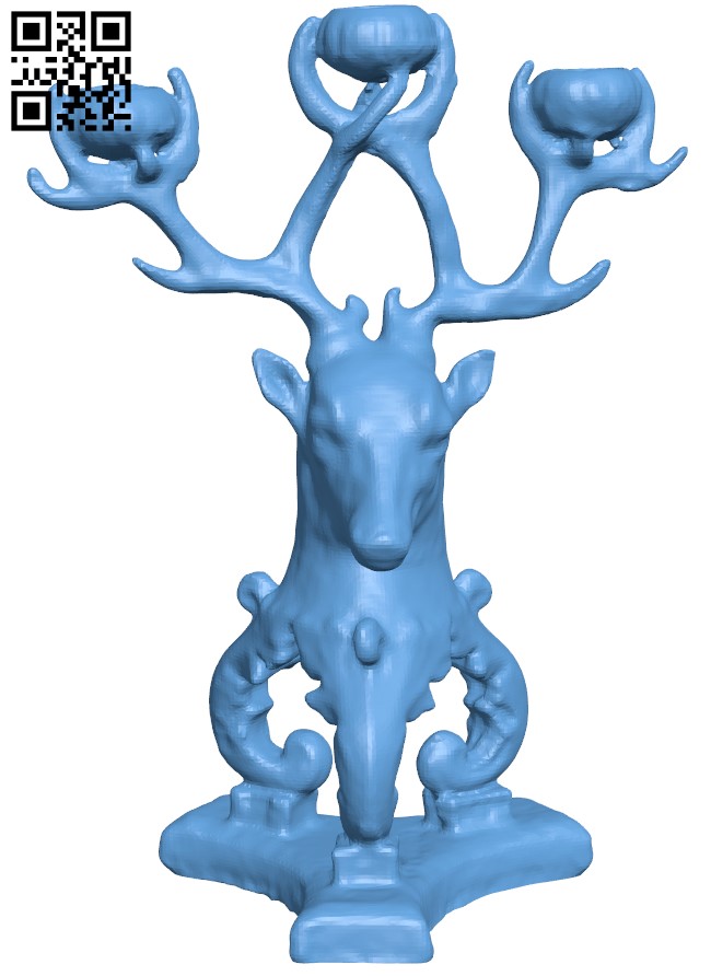 Candlestick - Stags head H010476 file stl free download 3D Model for CNC and 3d printer