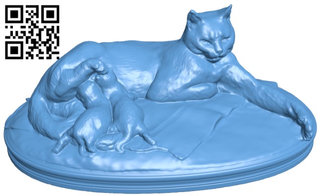 Cat feeding her kittens H010553 file stl free download 3D Model for CNC and 3d printer