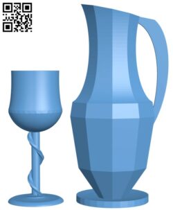 Decanter and goblets H010336 file stl free download 3D Model for CNC and 3d printer