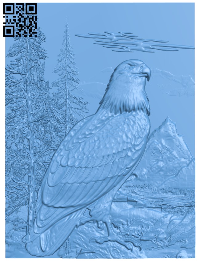 Eagle painting T0002892 download free stl files 3d model for CNC wood carving