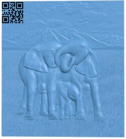 Elephant family painting T0002893 download free stl files 3d model for CNC wood carving