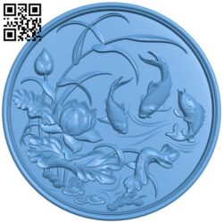 Fish and lotus painting T0002873 download free stl files 3d model for CNC wood carving