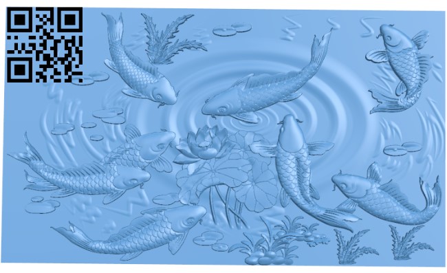 Fish and lotus painting T0002874 download free stl files 3d model for CNC wood carving