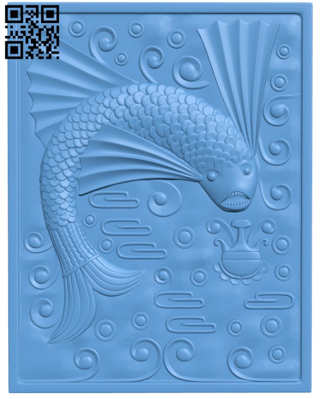 Fish painting T0002875 download free stl files 3d model for CNC wood carving