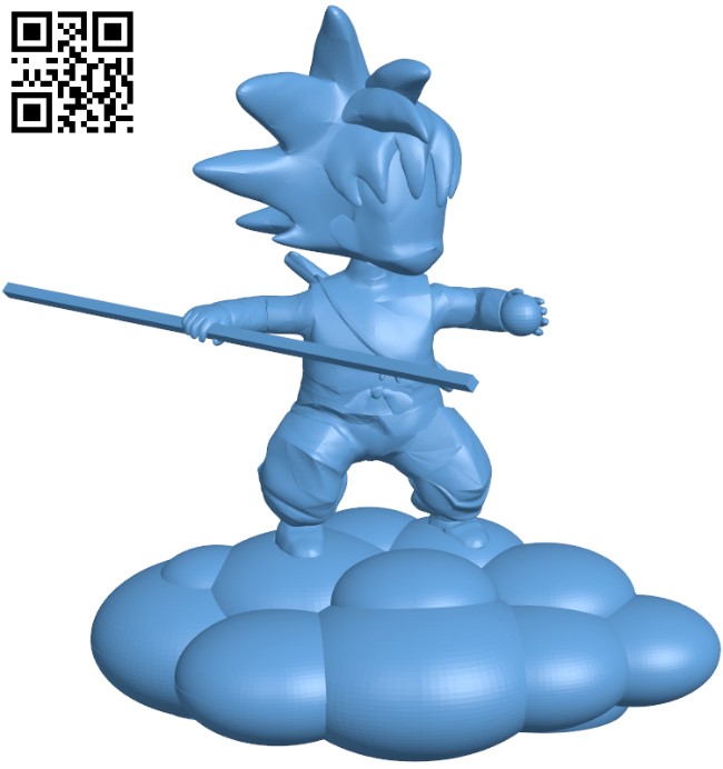Goku on the flying cloud H010541 file stl free download 3D Model for CNC and 3d printer
