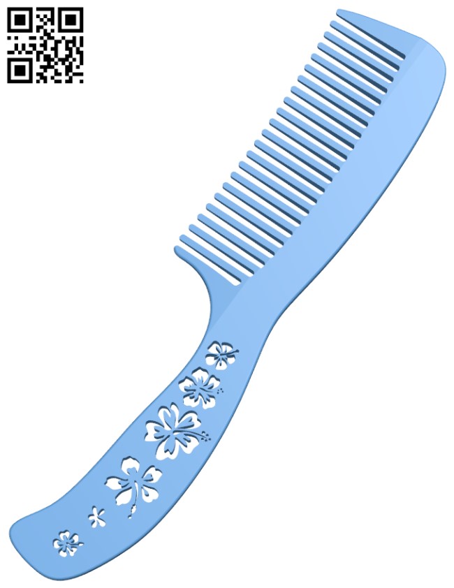 Hair comb with flowers H010340 file stl free download 3D Model for CNC and 3d printer
