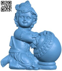 Makhan Chor – Krishna Stealing Butter H010546 file stl free download 3D Model for CNC and 3d printer