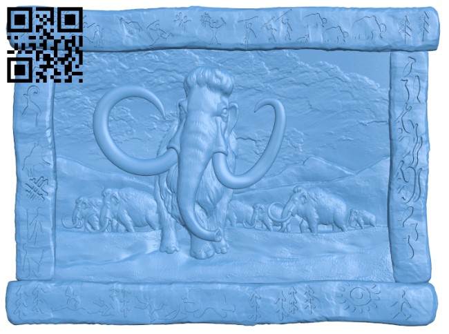 Mammoth painting T0002674 download free stl files 3d model for CNC wood carving
