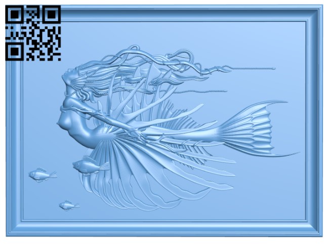 Mermaid painting T0002834 download free stl files 3d model for CNC wood carving
