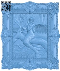 Mermaid painting T0002836 download free stl files 3d model for CNC wood carving