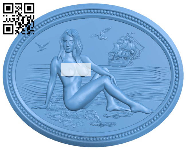 Painting of a girl on a deserted island T0002657 download free stl files 3d model for CNC wood carving