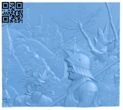 Painting of a soldier and monster in front of the castle T0002660 download free stl files 3d model for CNC wood carving