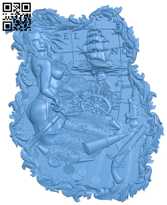 Pirate soul painting T0002703 download free stl files 3d model for CNC wood carving