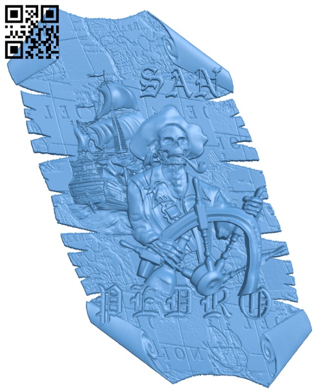 San Pedro pirate painting T0002705 download free stl files 3d model for CNC wood carving