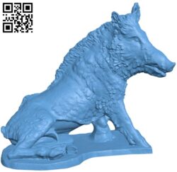 Seated wild boar H010501 file stl free download 3D Model for CNC and 3d printer