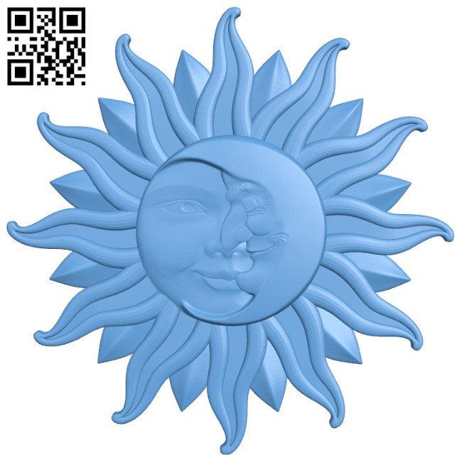 Sun and crescent moon pattern T0002907 download free stl files 3d model for CNC wood carving