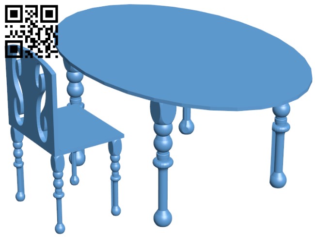 Table and chair H010398 file stl free download 3D Model for CNC and 3d printer