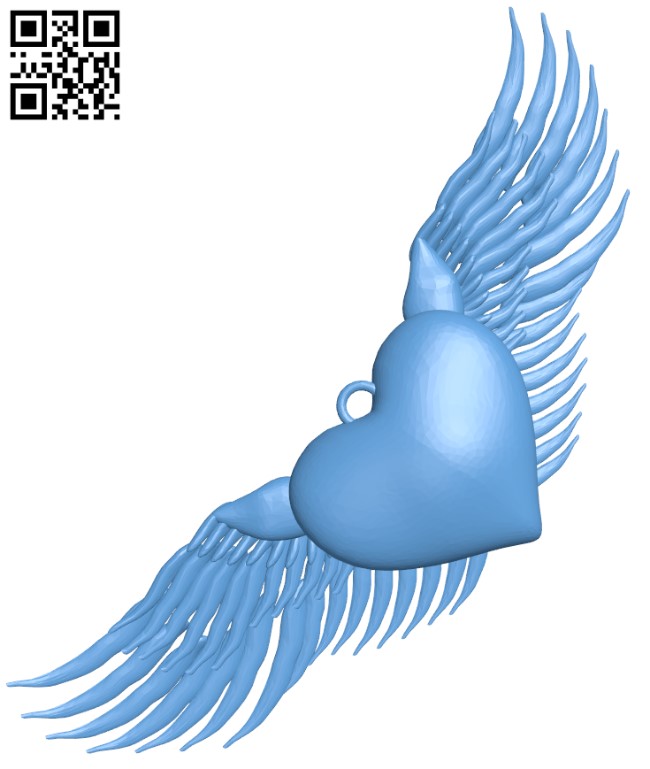 Flying Heart Pendant H010804 file stl free download 3D Model for CNC and 3d printer