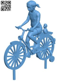 Girl with bike and teddy bear H010862 file stl free download 3D Model for CNC and 3d printer