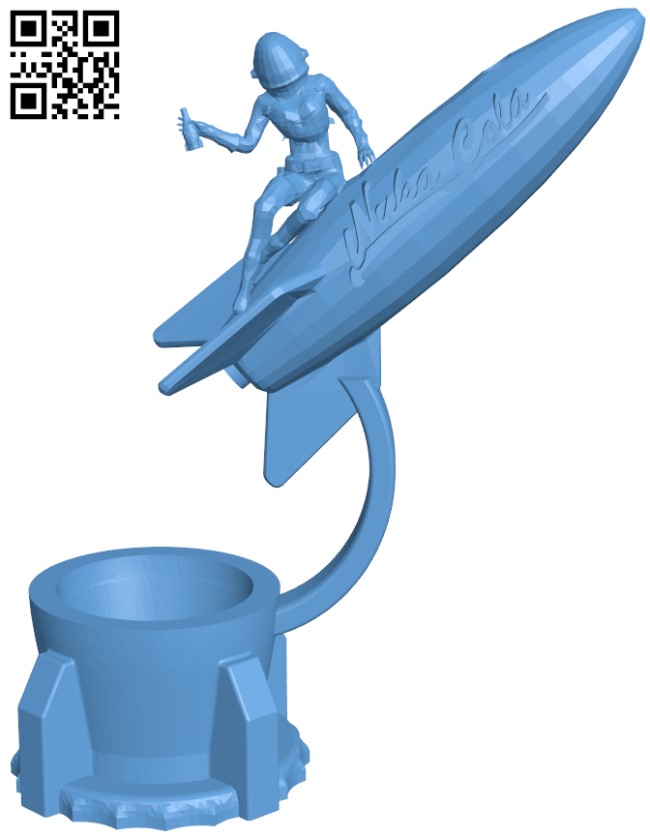 Nuka Cola - Rocket Girl Plant Pot H010712 file stl free download 3D Model for CNC and 3d printer