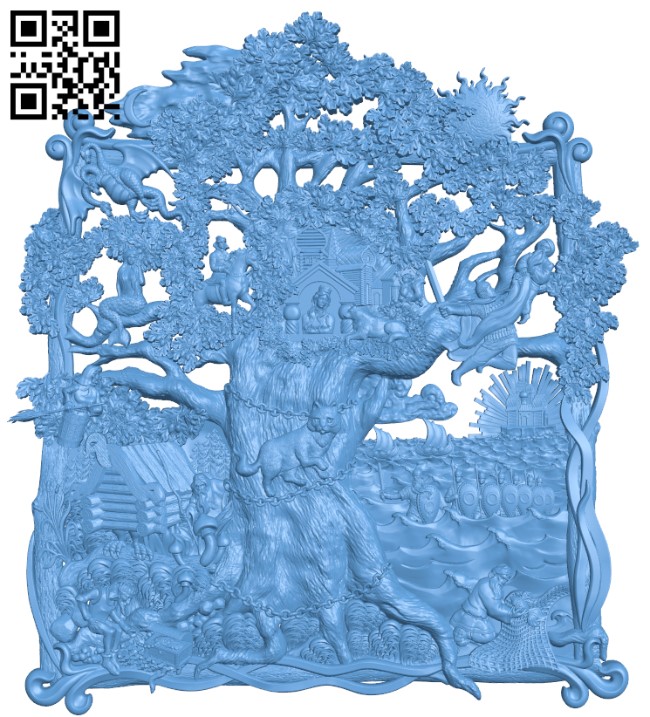Painting of Lukomorye T0002955 download free stl files 3d model for CNC wood carving