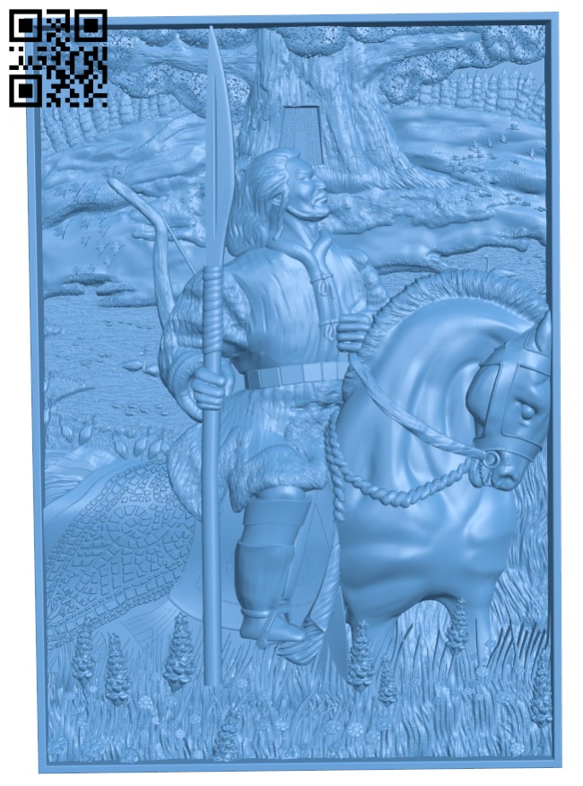 Painting of a hero T0003095 download free stl files 3d model for CNC wood carving