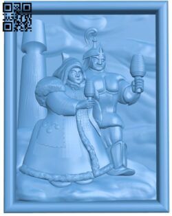 Painting of a warrior and a girl T0003118 download free stl files 3d model for CNC wood carving